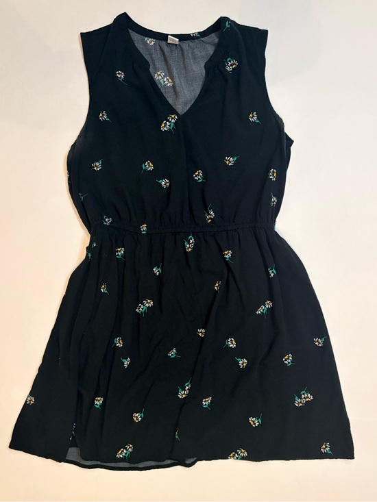 Old Navy Dresses & Skirts - Old Navy Black Ditsy Floral Daisy Print Summer Dress Knee Length Midi Large Boho